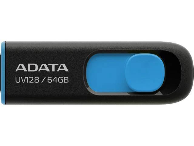 ADATA UV128 64GB USB 3.2 Gen1 Flash Drive - Black/Blue - فلاش ذاكرة